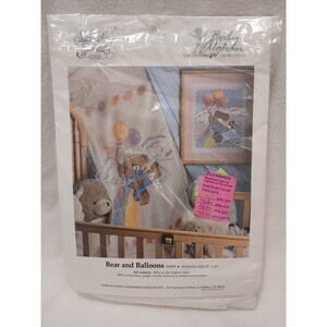 1980s Something Special Counted Crossstitch Kit Baby Afghan Bear Balloons 50499